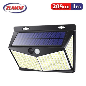 208 Solare LED Lumini de Perete în aer liber Solare Lampă cu Senzor de Mișcare PIR, Alimentat cu energie Solară a Soarelui Lumină pe Stradă pentru Lampa de Gradina Luminos