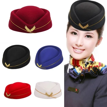 Stewardesa Pălărie Aer Hostess Pălărie Bereta Pălărie Femei Pălării De Partid Costum Cosplay Formale Uniformă Capace Accesoriu