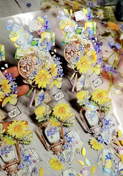 Frumoasă de Primăvară Floarea-soarelui Stralucitor Cristal Banda PET pentru Luare de Card DIY Scrapbooking Plan Autocolant Decorativ