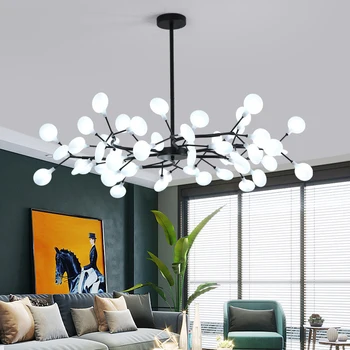 Modern Licurici LED Candelabru de Aur Negru pentru Living Dormitor Hol Decor Acasă de Iluminat Interior Minimalist Plafon Lampă de Pandantiv
