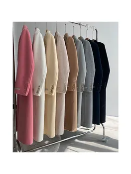 12 Culori Opțional Coreeană Stil High-End Lung De Lână Jachete Pardesiu 2021 Iarna Vrac Dublu Rânduri De Femei 100% Lână Haina