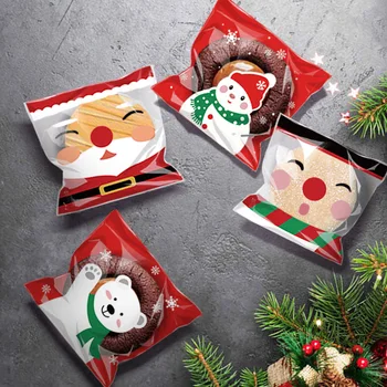 100BUC Bomboane de Crăciun Cookie Plastic Sac de Cadouri Moș crăciun om de Zăpadă Biscuit Gustare de Copt Ambalare Saci de Navidad de Anul Nou Favoruri de Partid