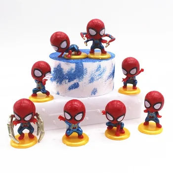 8PCS Erou Anime Ornamente Spider IronMan Decorare Tort PVC Ornamente Băiat Dormitor Versiune Q Model de Masina Papusa Figura Cadouri