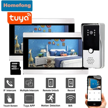 Homefong 7 Inch 1080P Ecran Tactil Tuya Wifi Video Interfon, Sistem de Înregistrare de Detectare a Mișcării Video Wireless Usa Sonerie Telefon