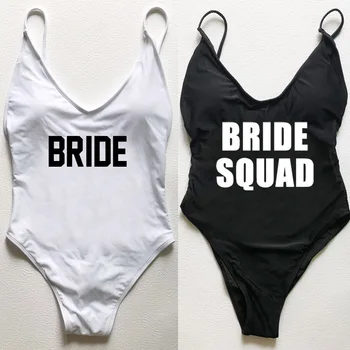 Petrecerea de nunta Costume de baie Femei-O Bucată de costume de Baie de Vară Costum de Baie Sexy Căptușit MIREASA ECHIPA Beachwear curea Ajustabilă femme 2021