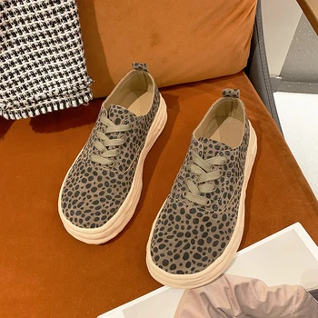 Pantofi pentru femei Toamna Noua Moda Leopard Print Lace-up Ușor, Non-alunecare de Adidași Confortabil Talpă Moale Pantofi Casual Femei