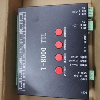 DC5V 12V-24V T-8000A TTL LED Pixel SPI Controler Cu Card SD Program Pentru ws2812b/WS2811/LPD6803/DMX512 Benzi cu LED-uri de Lumină de Bandă