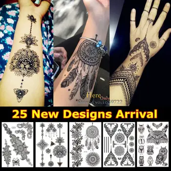 1 BUC de Moda de Mare Indian Mehndi Henna Autocolante Floarea Soarelui sept Balamale inel rezistent la apa Tatuaje HBJ013A