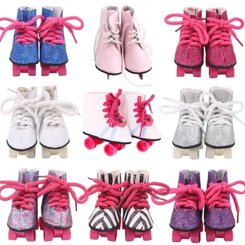 Pantofi cu role Patinaj Haine Papusa Accesorii Sequin Superioară Pentru 18Inch Fată American & 43 Cm Copilul Nou-Născut Păpuși,Generația Noastră