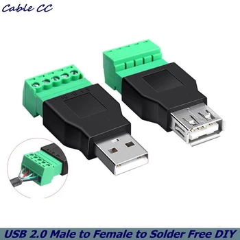 USB 2.0 Tip a, Masculin/Feminin la 5 Pin Șurub Conector USB Jack cu Scut de Lipire Terminal DIY Plug