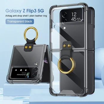 GKK Pentru Samsung Galaxy Z Flip 3 5G Caz Transparents Bara Stander Anti-knock Protecție Hard Cover Pentru Samsung Z Flip 3 Caz