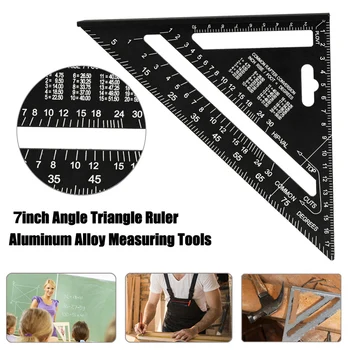 Riglă triunghiular 7 / 12 inch din aliaj de aluminiu raportor pătrat de măsurare conducător clădire cadru instrument instrument de măsură