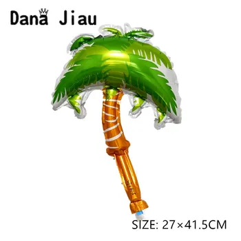 DanaJiau verde de nucă de cocos copac Baloane Folie petrecerea de Ziua decor parc cu frunze verzi Umfla cu heliu planta mingea tema Dinozaur