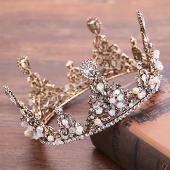 Vintage Diademă Diadema de Nunta Bijuterii de Mireasa Accesorii de Par stil Baroc Cerc Complet Stras de Cristal Mireasa Tiara și Coroana BH