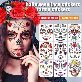 Machiaj fata Autocolant Special Impermeabil Tatuaj Facial Ziua de Halloween de Păianjen Mort Skull Tatuaj Temporar
