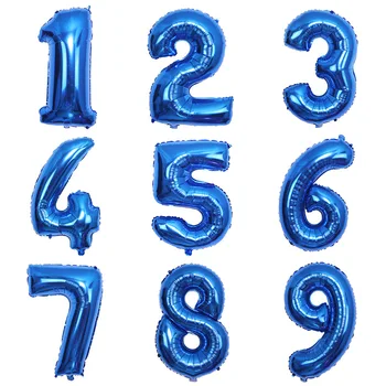 32inch 1buc Folie Balon Numărul 0 1 2 3 4 5 6 7 8 9 Băieți Fete Petrecere Albastru Baloane Petrecere de Aprovizionare