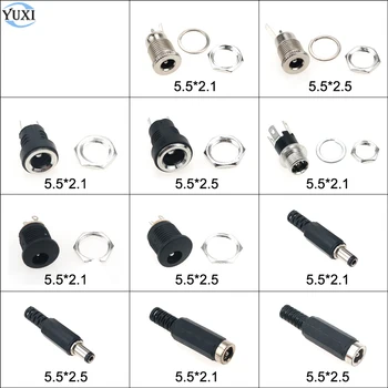 YuXi 1 buc de sex masculin și de sex feminin de Alimentare DC mufa 5.5*2.1 mm 5.5*2.5 mm Jack Adaptor Conector Plug 5.5*2.1 5.5*2.5