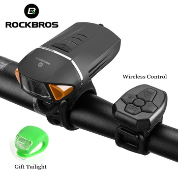 ROCKBROS 350LM USB Reîncărcabilă LED Biciclete Lumina de Biciclete Față de Lumină fără Fir de semnalizare Pentru Biciclete Lampa Ciclism 120db Corn