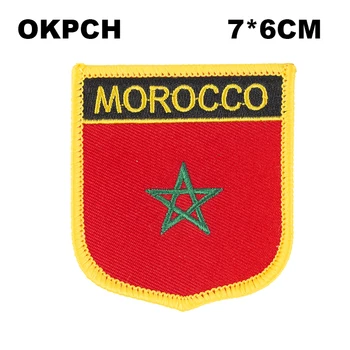 Maroc Scut Forma de Fier-pe Flag Patch-uri Brodate Văzut pe Insigne Patch-uri pentru Îmbrăcăminte PT0131-S
