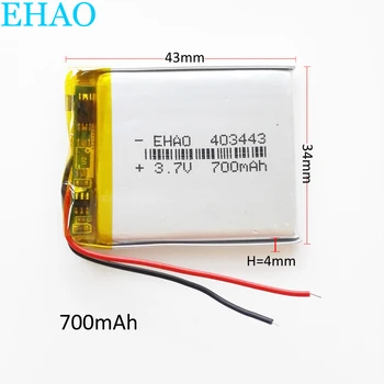 EHAO 403443 3.7 V 700mAh Litiu-Polimer LiPo PLIB Baterie Reîncărcabilă Pentru Mp3 GPS Electronice Mobile Partea 4*34*43mm